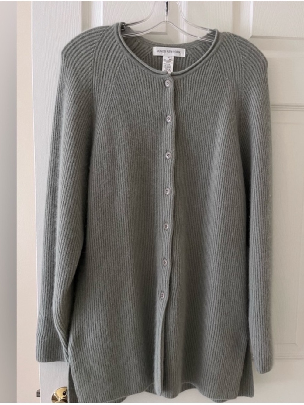 Jones New York Wool Angora Cardigan Gray Button Front Sweater | Size S | - Picture 2 of 8